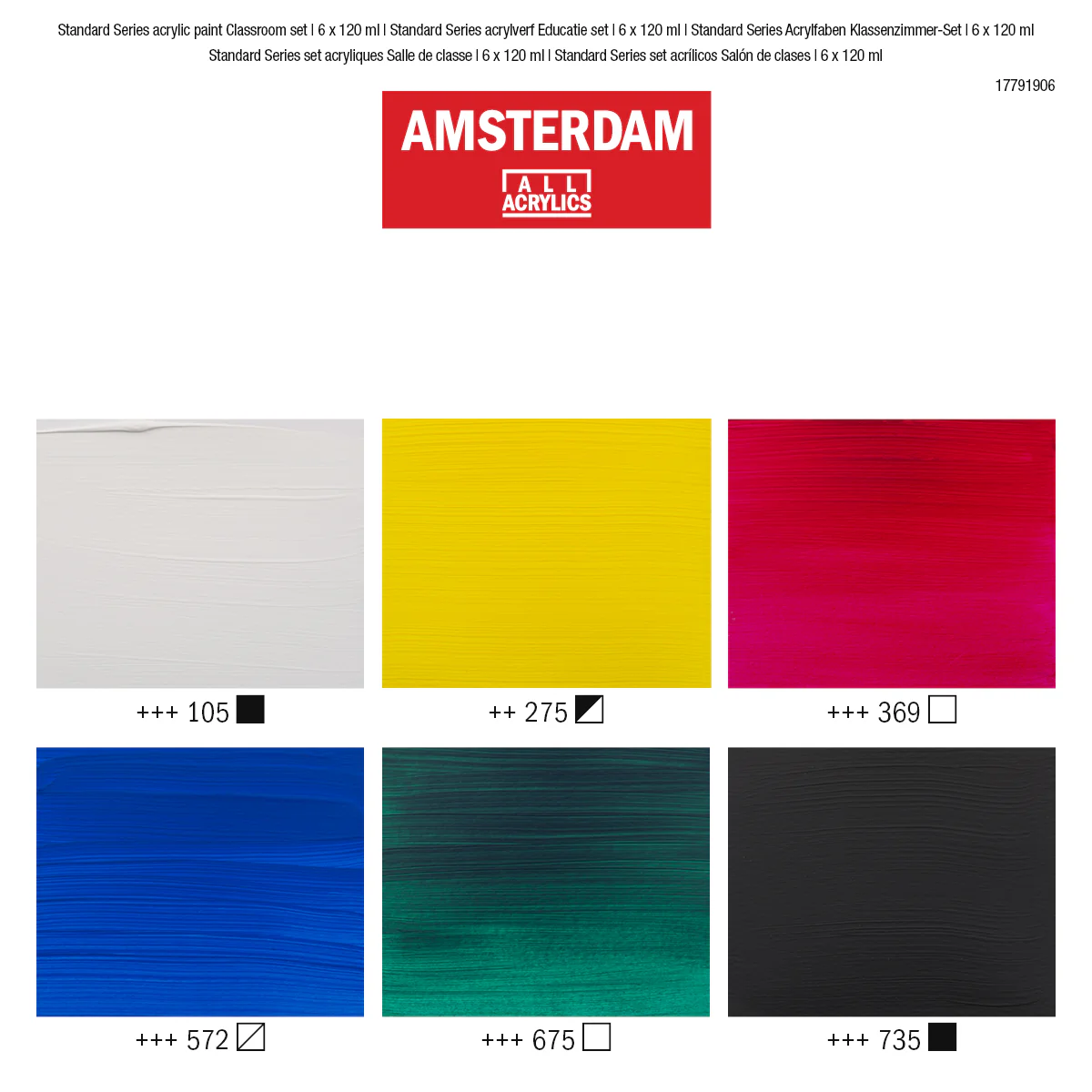 Amsterdam Standard Series Acrylic - Classroom Set of 6 x 120ml - Image 3