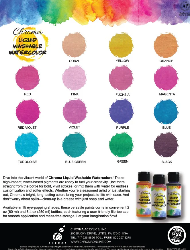 Chroma Liquid Washable Watercolor Set of 12 - Image 2