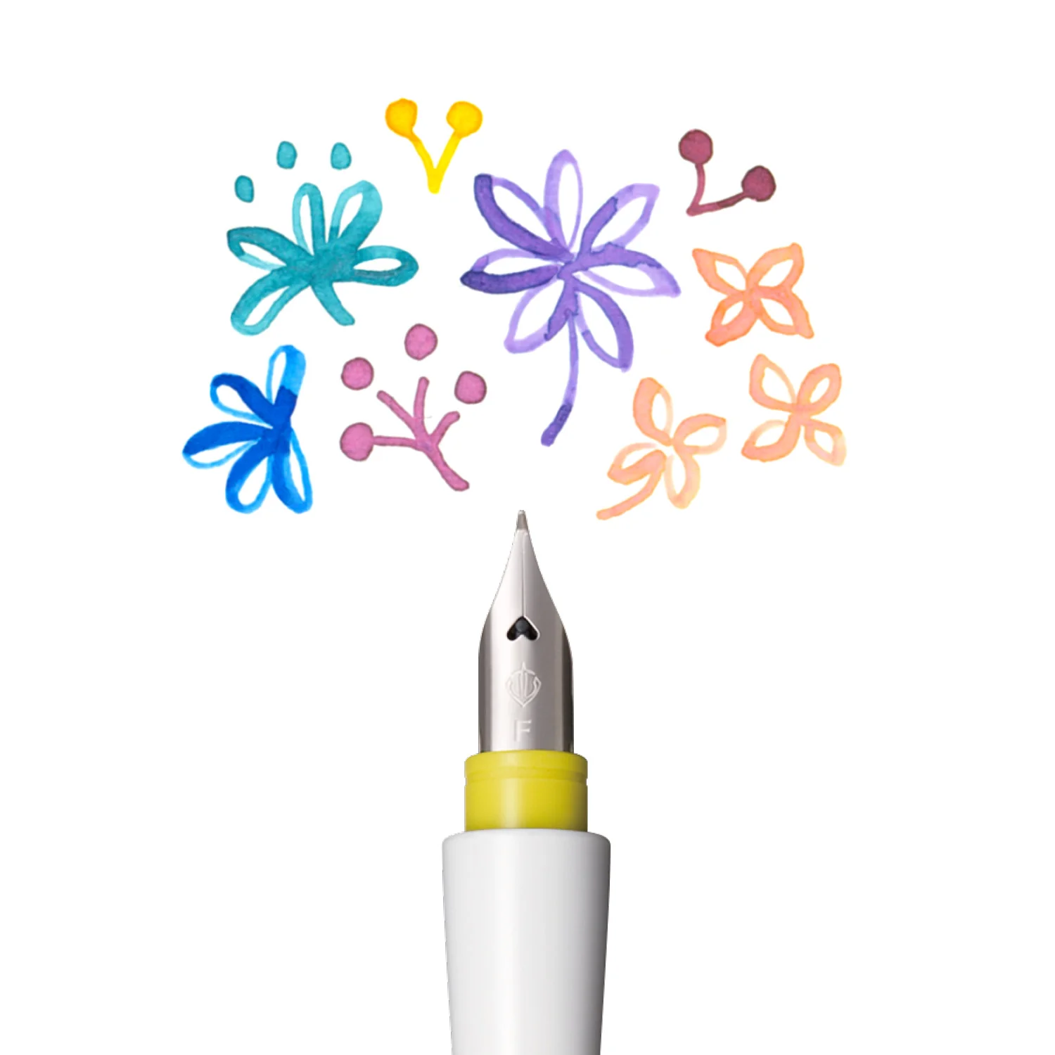 Sailor Hocoro Dip Pen - White Barrel with Fude Nib (Yellow) - Image 3