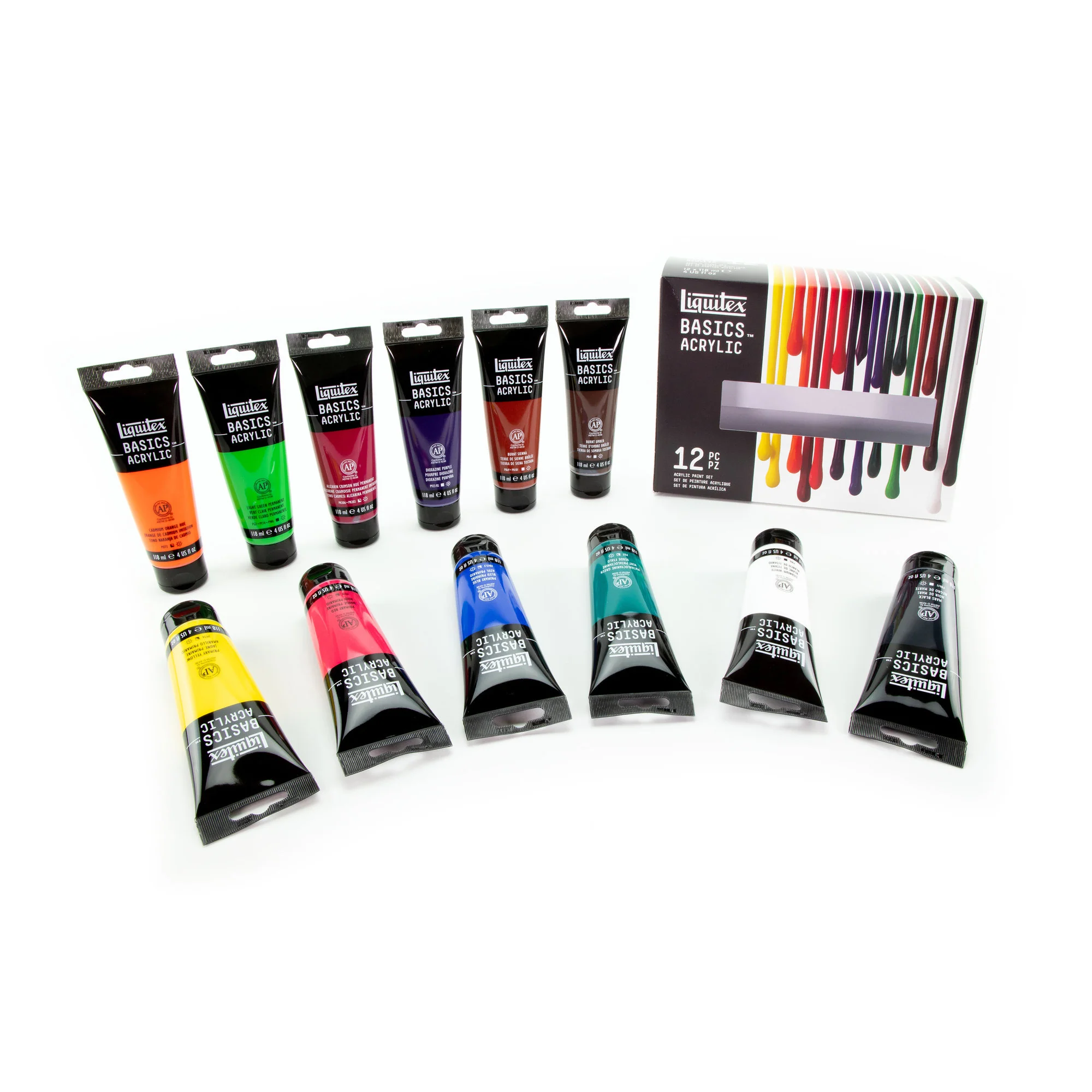 Liquitex BASICS Acrylic Set of 12 x 118ml Tubes - Image 2