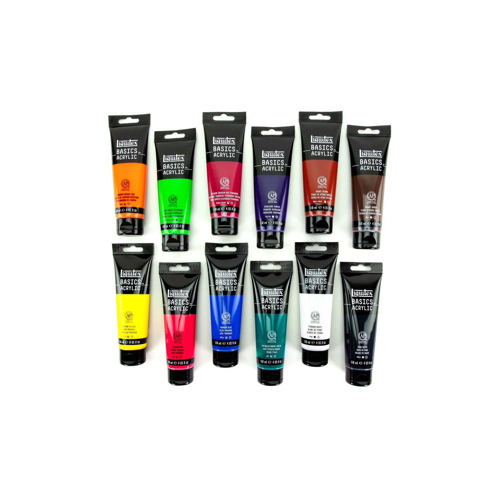 Liquitex BASICS Acrylic Set of 12 x 118ml Tubes - Image 3