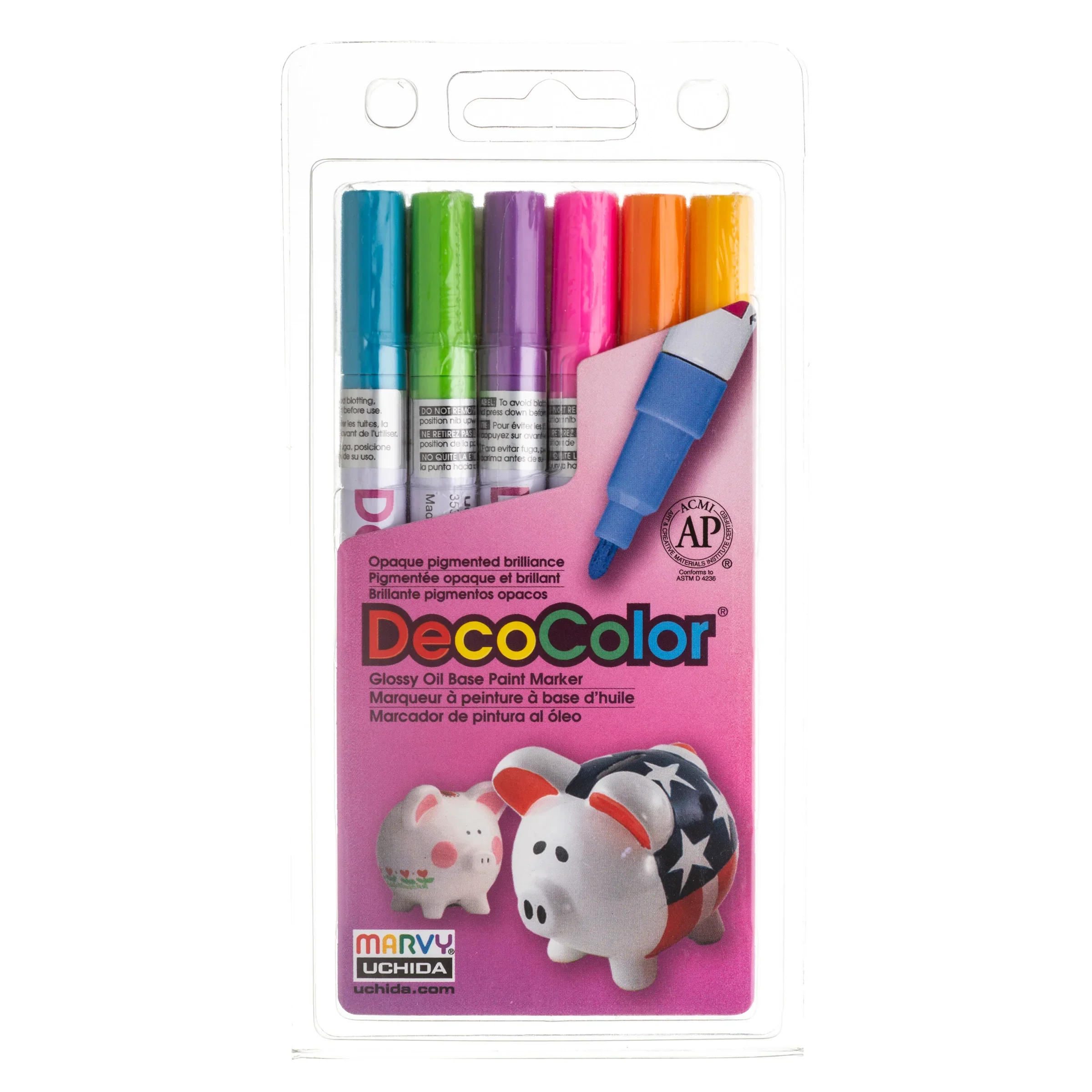 Marvy Uchida DECOCOLORĀ® Marker Fine - Hot Colors Set of 6