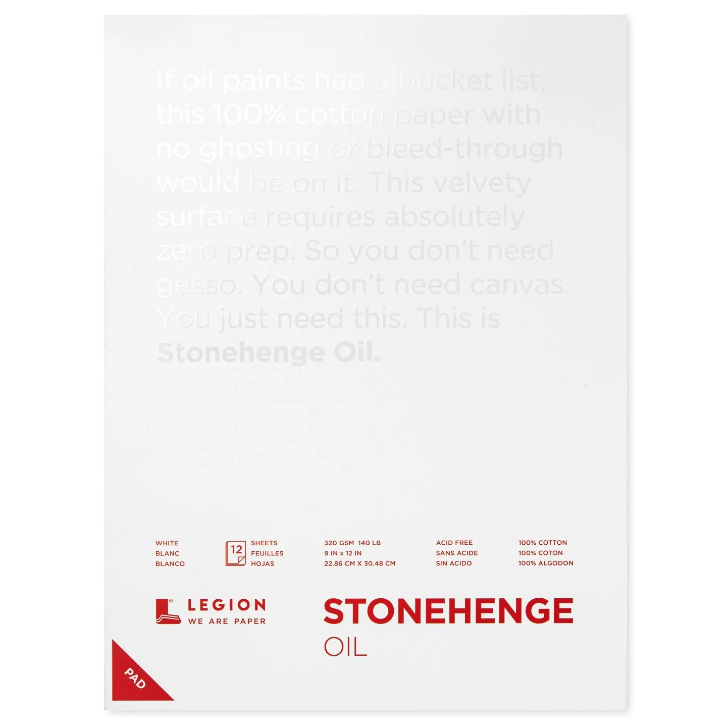 Stonehenge Oil Paper Pad 320gsm/140lb 9" x 12"