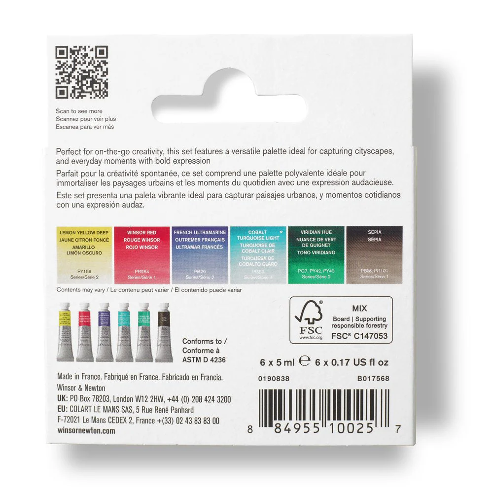 Winsor & Newton Professional Watercolour Tube Set of 6 Urban Sketching Colours - Image 8