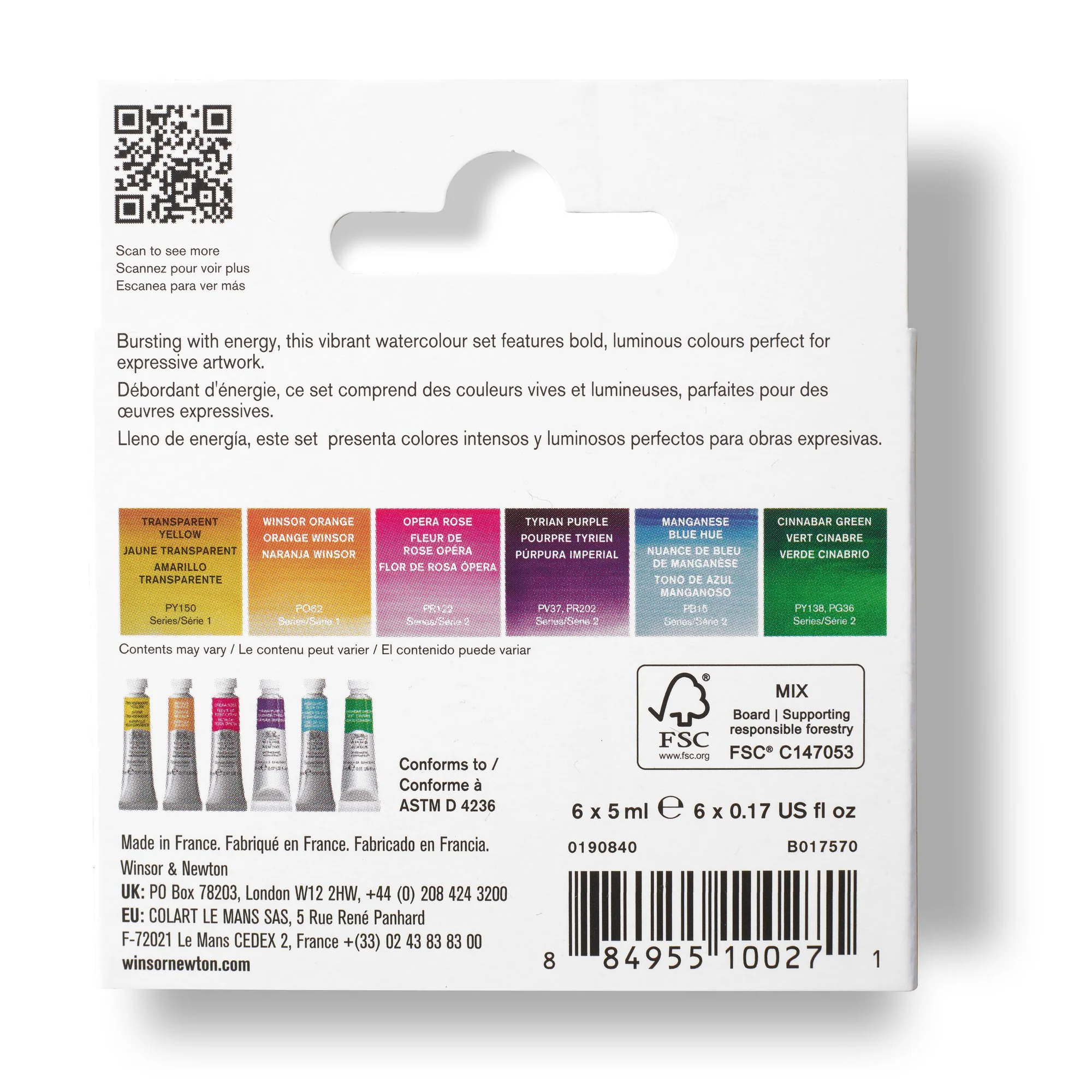 Winsor & Newton Professional Watercolour Tube Set of 6 Vibrant Colours - Image 6