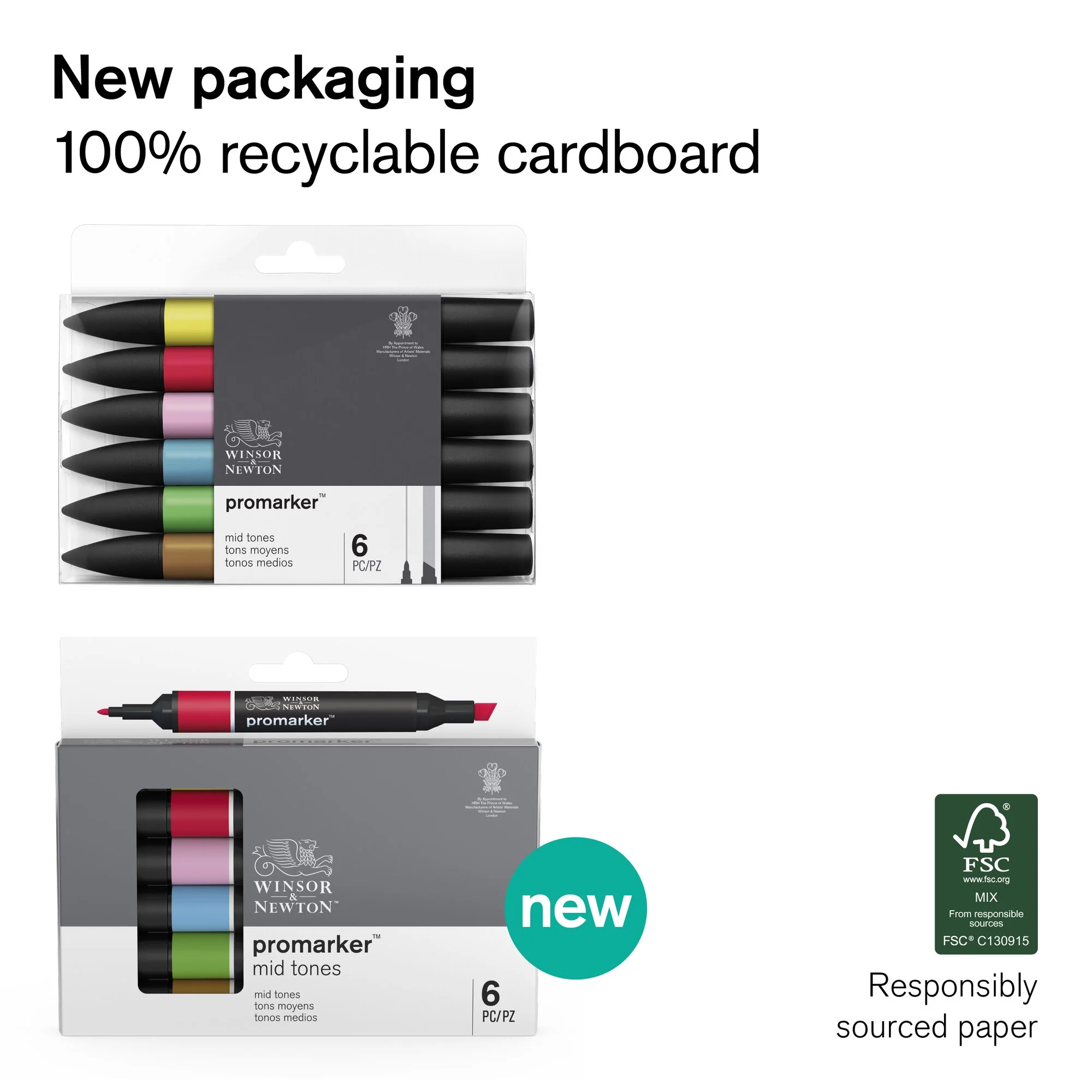 Winsor & Newton Promarker Set of 6 Mid Tones - Image 6